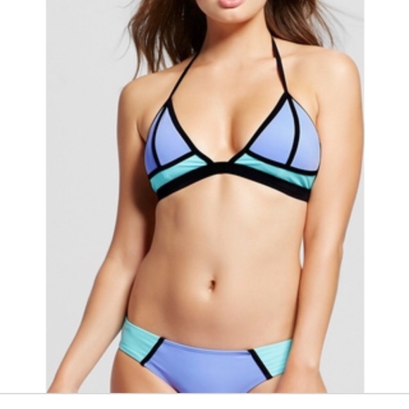 color block triangle bikini